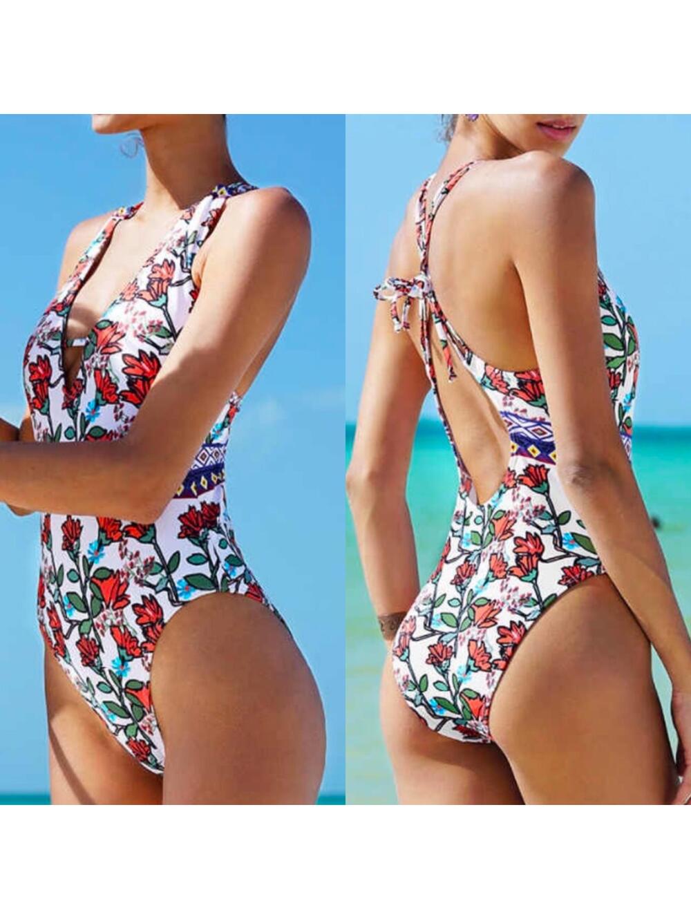 NWT CUPSHE Spring Blossoms Print One-piece Swimsuit Women’s Medium - Picture 11 of 12